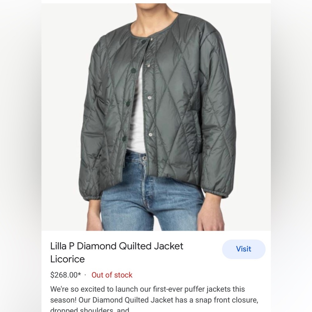 Lilla P Diamond Quilted Jacket - never worn!  Size small.  No longer made!